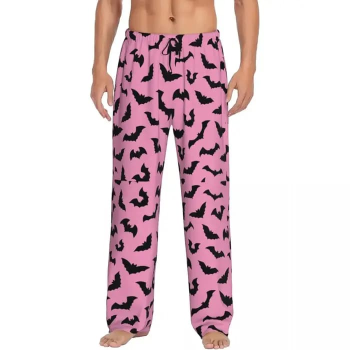 Pantalon de pyjama noir et violet pour hommes, vêtements de nuit avec poches