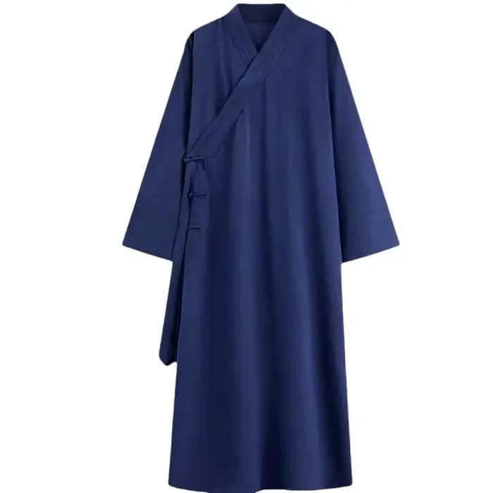 Ensemble de Robe Taoïste Traditionnelle Chinoise : Tunique Longue à Col Croisé avec Pantalon et Chap