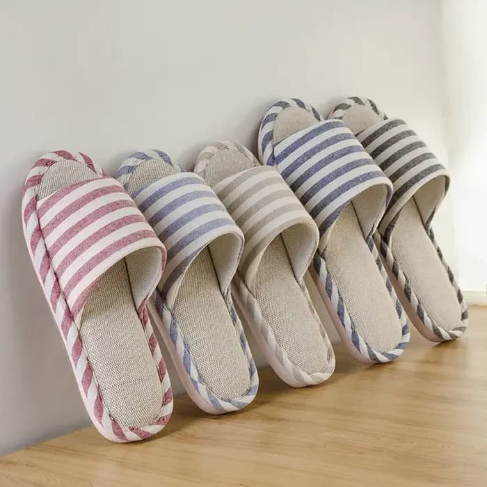 GUQIWT Pantoufles de printemps en lin pour couples, avec manchette résistante à l'usure pour l'intér
