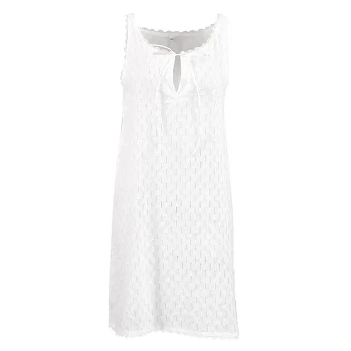 Robe de nuit blanche en coton soyeux pour femmes