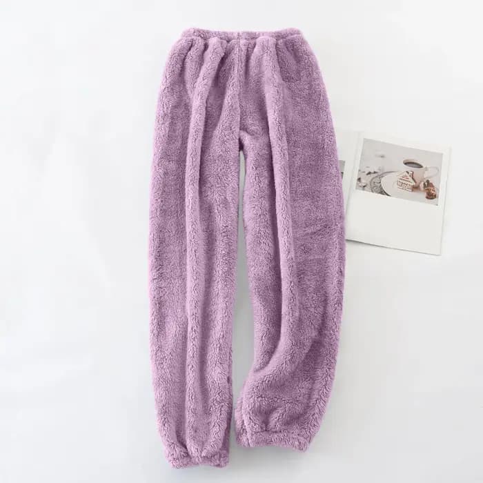 Pyjamas pantalons pour femmes chaud hiver couleur unie vêtements de nuit