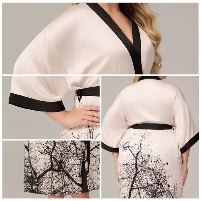 Printemps automne nouvelle Robe longue pour femmes Homewear imprimé fleur Kimono peignoir
