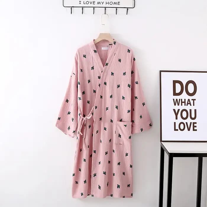 Kimono en coton à imprimé quantique pour femmes, robe longue, vêtements de nuit, vêtements de maison