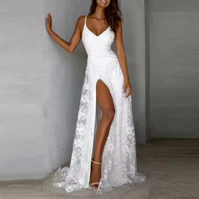 Robe longue en maille jacquard à col en V pour dames, dos nu, fente haute, robe de soirée, écharpe s