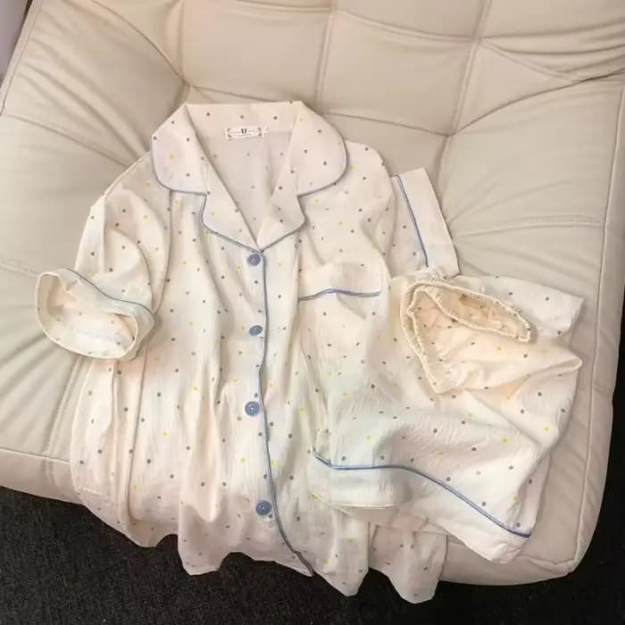 Ensemble pyjama en coton imprimé à pois pour femmes