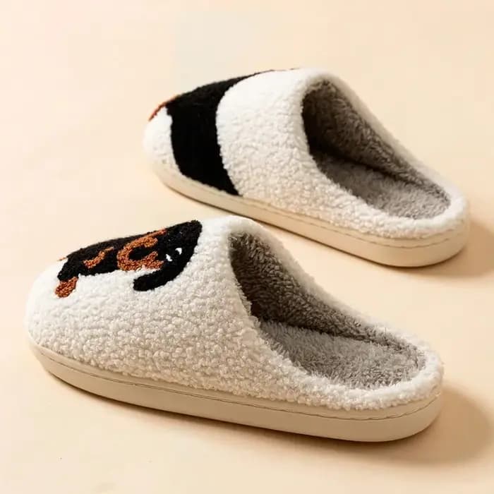 Dessin animé mignon et intéressant teckel chien femmes pantoufles intérieur chaud confort léger chambre concis hiver coton chaussures
