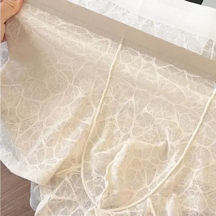 Caleçons Boxers Homme Tendance en Soie Glacée et Maille Fine avec Dentelle – Respirants et Séchage Rapide pour Usage Quotidien