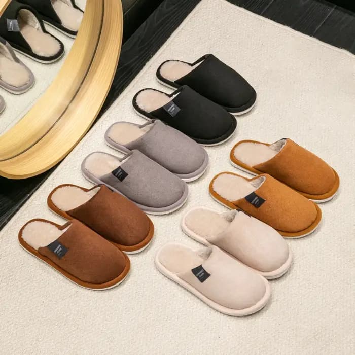 Hiver chaud pantoufles hommes maison antidérapant chaussures souples confortable talon plat