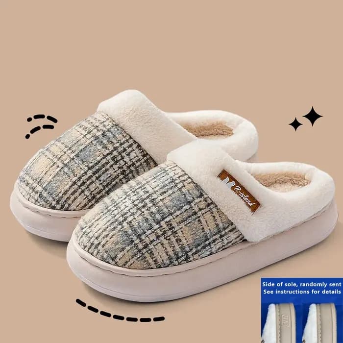 Femmes hiver chaud fourrure pantoufles rayure maison chaussures antidérapantes confort talon plat