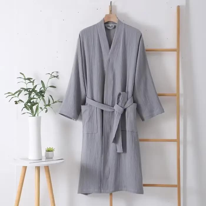 Peignoir à manches longues en coton multicolore pour hommes et femmes