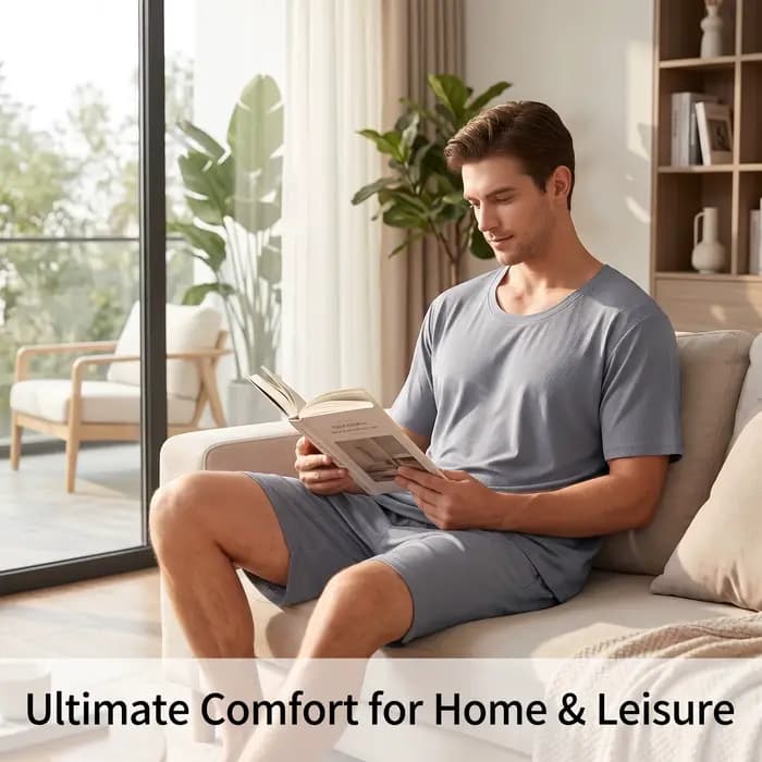 Ensemble de vêtements de détente d'été pour hommes : Pyjama en soie glacée