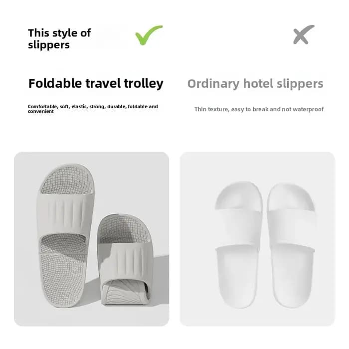 Chaussons de voyage pliables pour hommes et femmes - Sandales de salle de bain portables pour hôtel