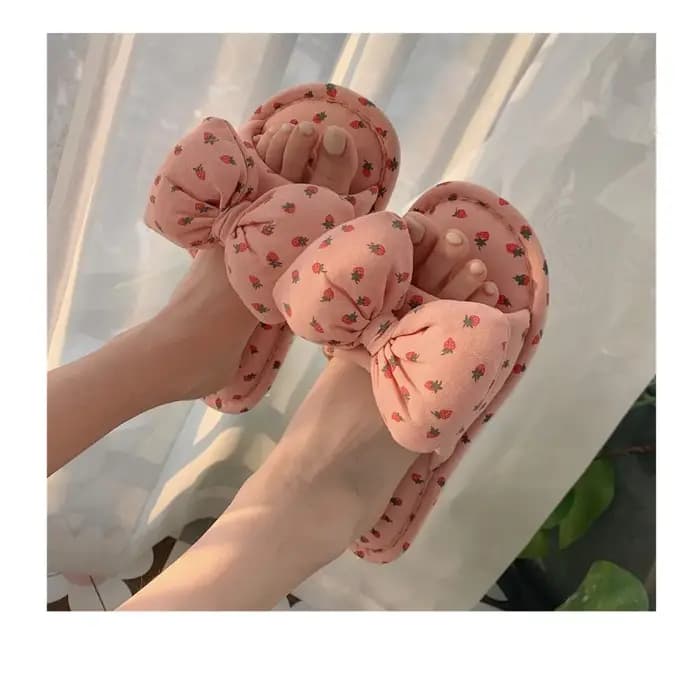 Pantoufles en lin à nœud en forme de cœur pour filles