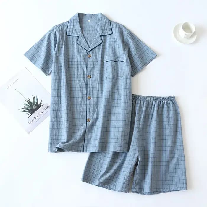 Pyjama d'été fin à manches courtes pour hommes