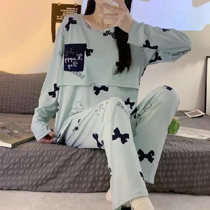 Nouveaux vêtements mensuels 2 pièces printemps et automne pyjamas de maternité été costume d'allaitement