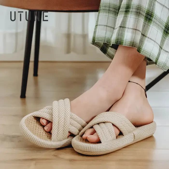 Pantoufles en lin muettes pour femmes et hommes