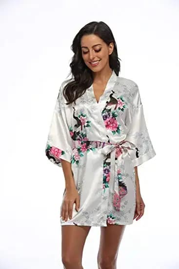 Peignoir en Satin Sexy pour Femme, Vêtement de Nuit à la Mode, InjKimono