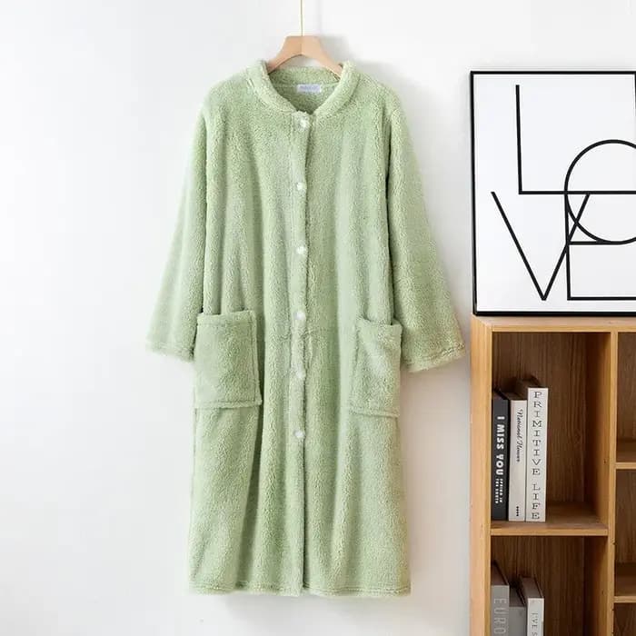Automne hiver femmes chaud polaire Robe dames doux peignoir femme à manches longues