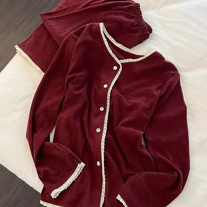 Ensemble pyjama rouge avec pantalon pour femme
