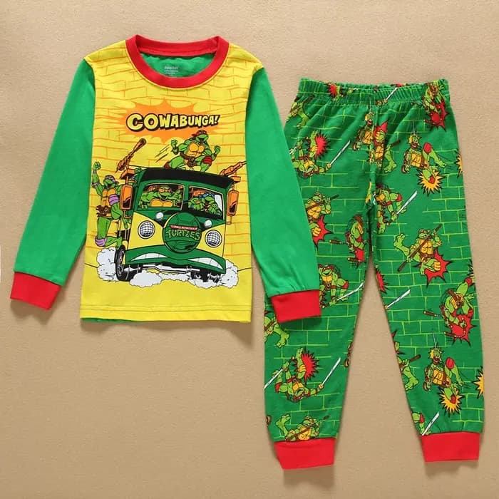 2 pièces Anime adolescent Mutant Ninja tortues pyjama garçons maison vêtements enfants Kawaii pyjamas dessin