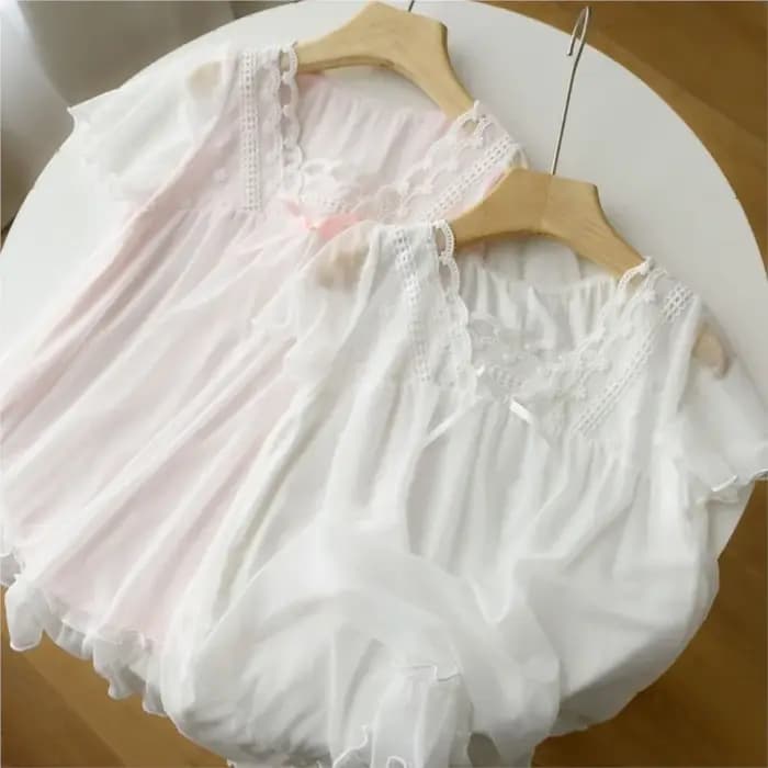 Robe de nuit princesse en dentelle de coton pour bébés filles
