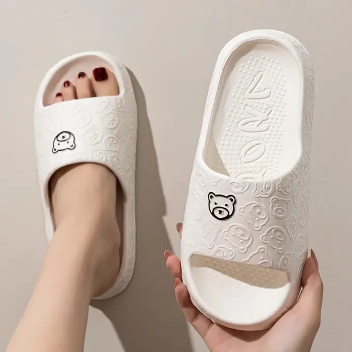 Pantoufles d'été imprimées ours mignon pour femmes et hommes
