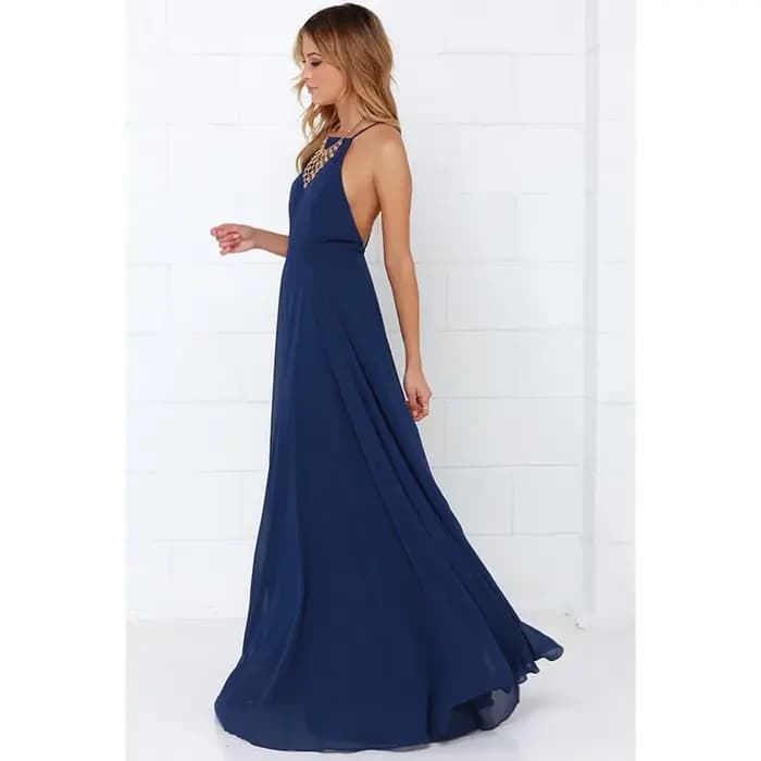 Mode femmes été sans manches sangle O cou Boho robe décontracté longue Maxi soirée plage dos nu robe