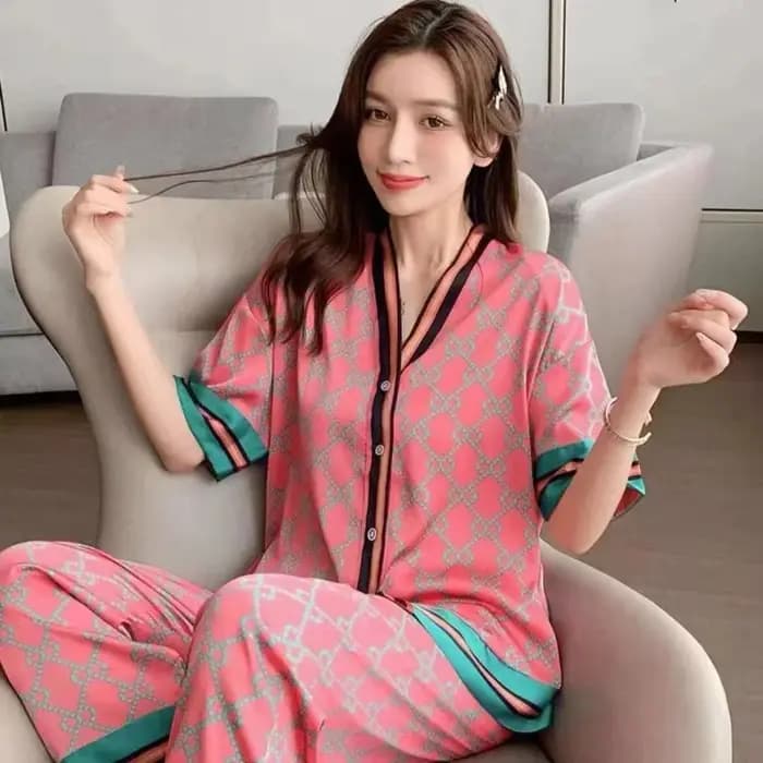 Lisacmvpnel 2022 printemps nouveau Style à manches longues femmes pyjamas ensemble glace soie imprimé mode