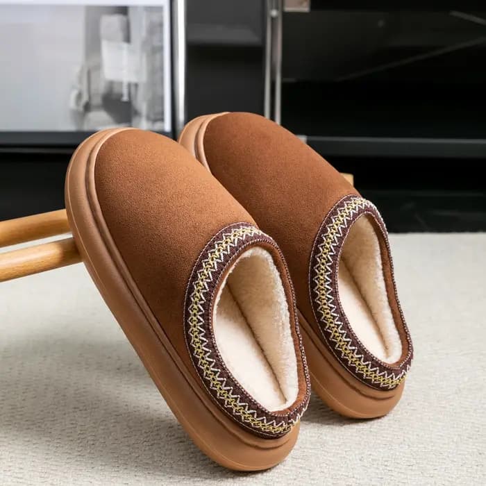 Pantoufles en peluche pour hommes pour l'hiver
