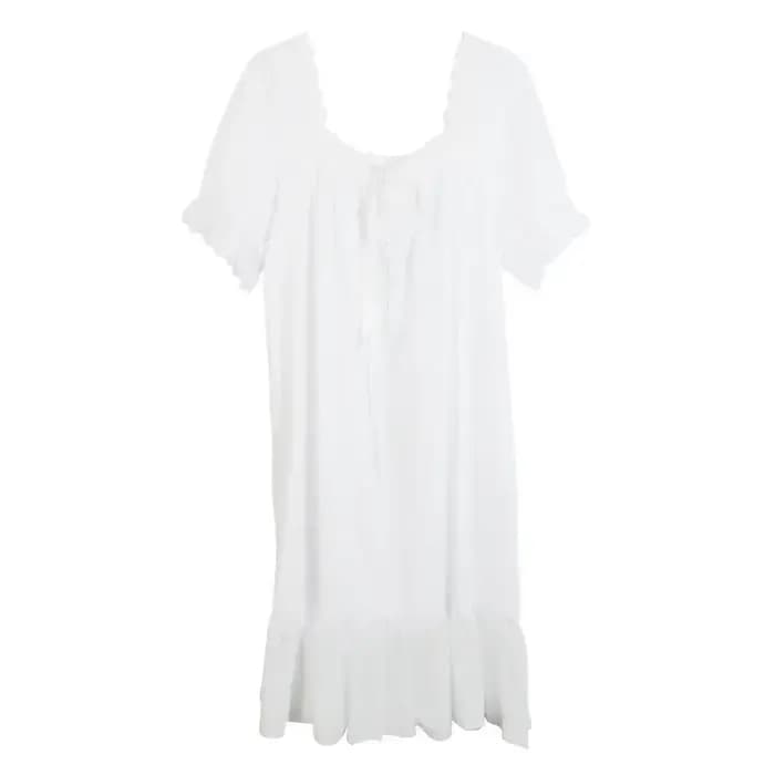 Robe de nuit victorienne en pur coton pour femmes