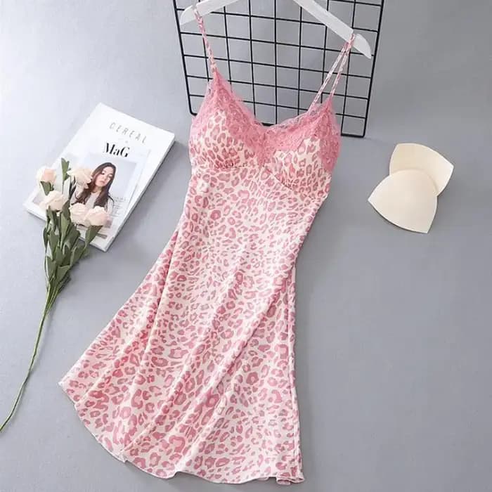 Imprimé léopard 4 pièces ensemble de sommeil Pyjamas femme ample Satin Pyjamas vêtements de nuit Sex