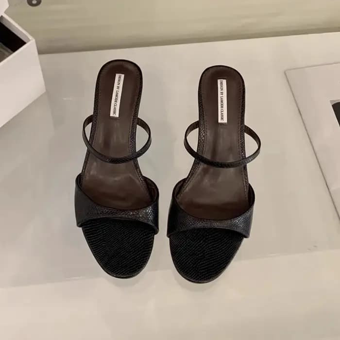 SUOJIALUN 2025 été nouvelle marque femmes pantoufle mode peu profond sans lacet bout ouvert dames diapositives mince talon bas robe pompes chaussures