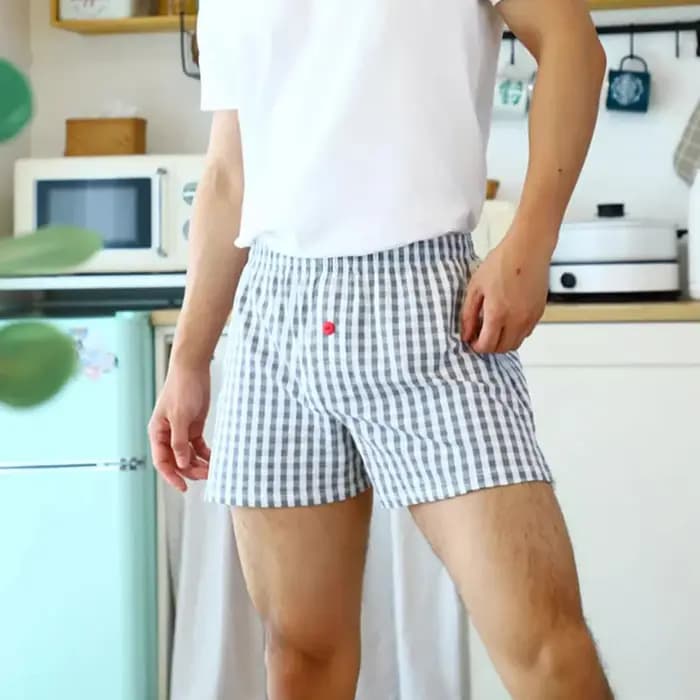 Boxer à carreaux en coton pour hommes