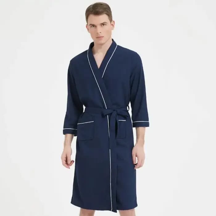 Hommes chemise de nuit peignoir printemps automne couleur unie