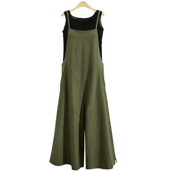 Combinaison à bretelles pour femmes, couleur unie, pantalon à jambes larges, salopette à bretelles, décontractée, ample, sans manches, en coton et lin, 5Xl, été