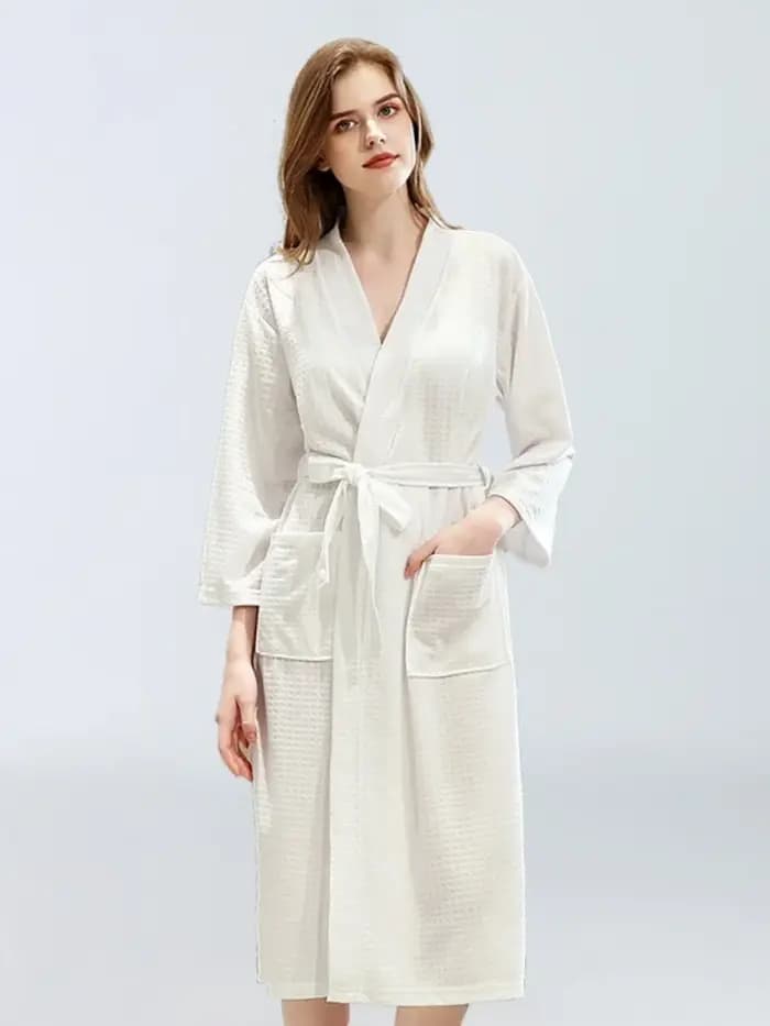 Peignoir unisexe en tissu gaufré pour hommes et femmes