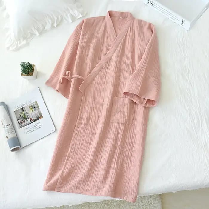 Robe Kimono Japonaise en Crêpe à Double Gaze pour Femme