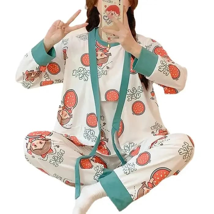 Ensemble de pyjama pour femme enceinte en trois pièces