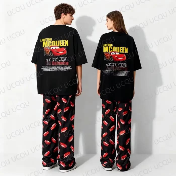Ensemble pyjama familial assorti McQueen Sally 2026 – T-shirt et pantalon de nuit pour adultes et enfants