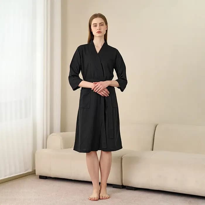 Peignoir tissé gaufré, Style nordique minimaliste
