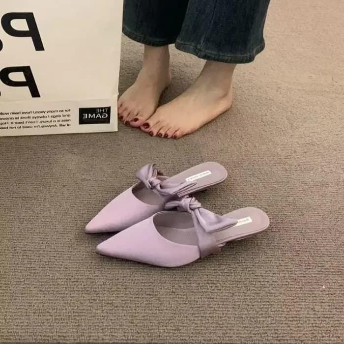 Demi-pantoufles en Satin à bout pointu pour femmes