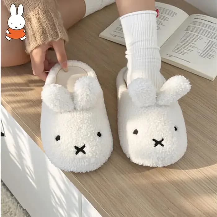 Dessin animé Miffy coton pantoufles Ins coréen maison chaud en peluche fond épais fourrure