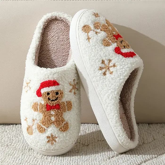 Pantoufles de noël en pain d'épice pour femmes et hommes