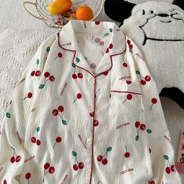 Ensemble pyjama imprimé cerise pour femmes