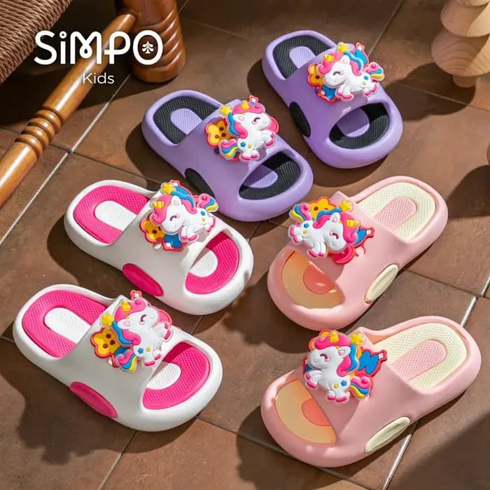 Licornes rotatives été mignon fille pantoufles semelle souple et épaisse anti-dérapant enfant en bas âge diapositives enfants sans lacet chaussures