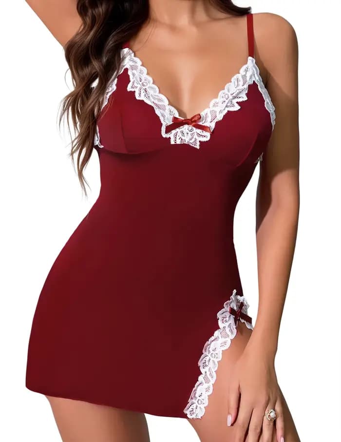 Lingerie pour femmes robes de nuit sexy dentelle garniture robe