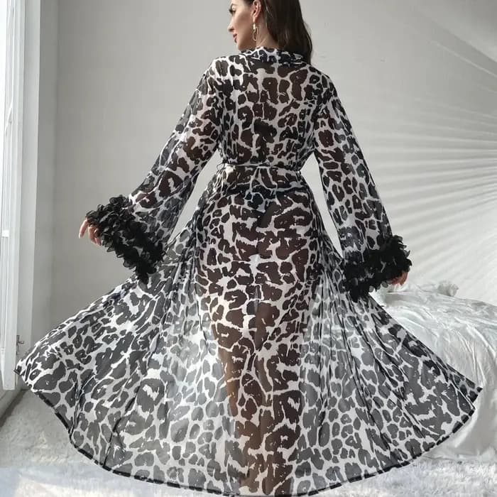 Robe longue sexy à imprimé léopard pour femmes