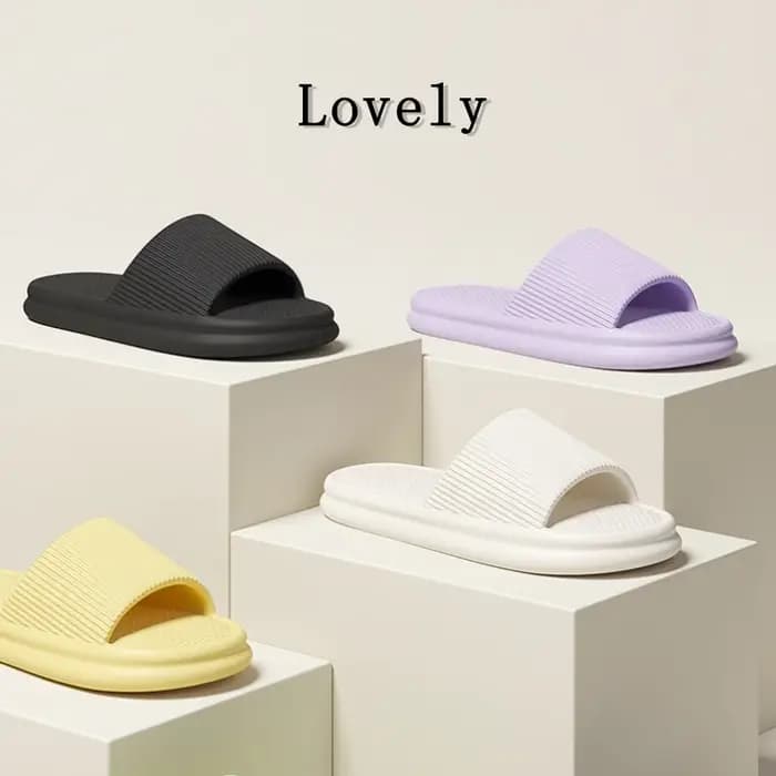 Jolies pantoufles d'été de couleur unie pour femmes et hommes