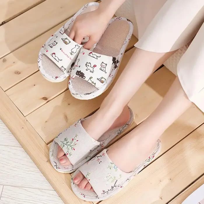 Pantoufles en lin pour femmes et hommes