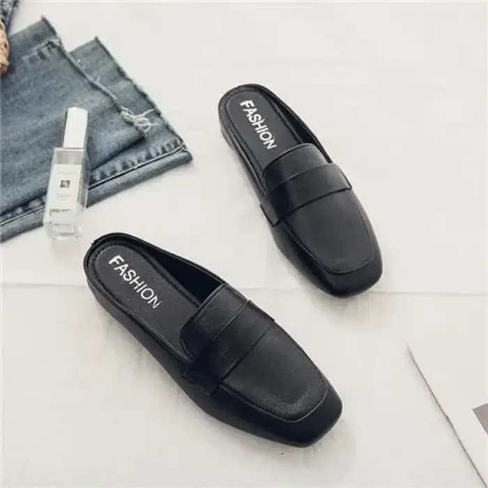 Baotou-Demi-pantoufles en cuir souple pour femme